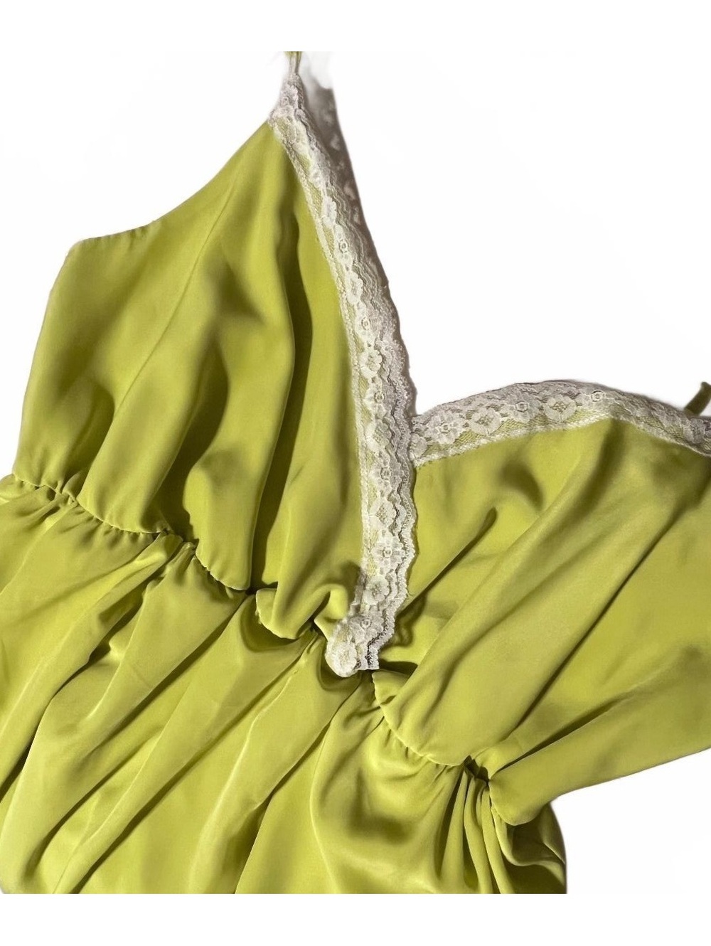 COPE Neon Green Dress with White Lace Trim, Size Medium - Picture 2 of 5